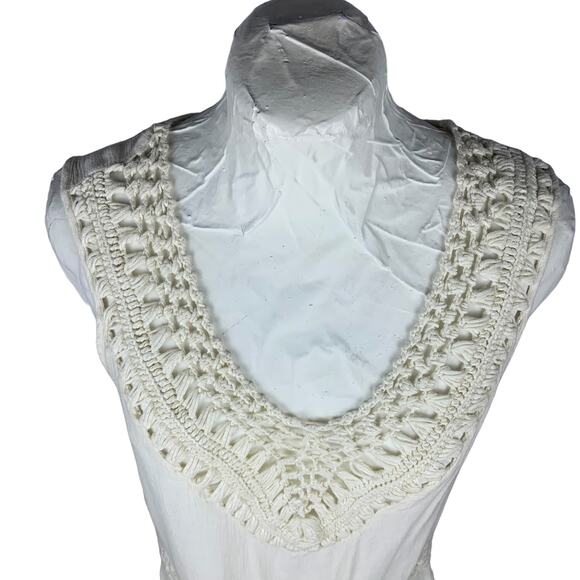 Crocheted Sleeveless Top Womens M Boho Festival Cottage Hippie Western Macrame - Picture 4 of 9
